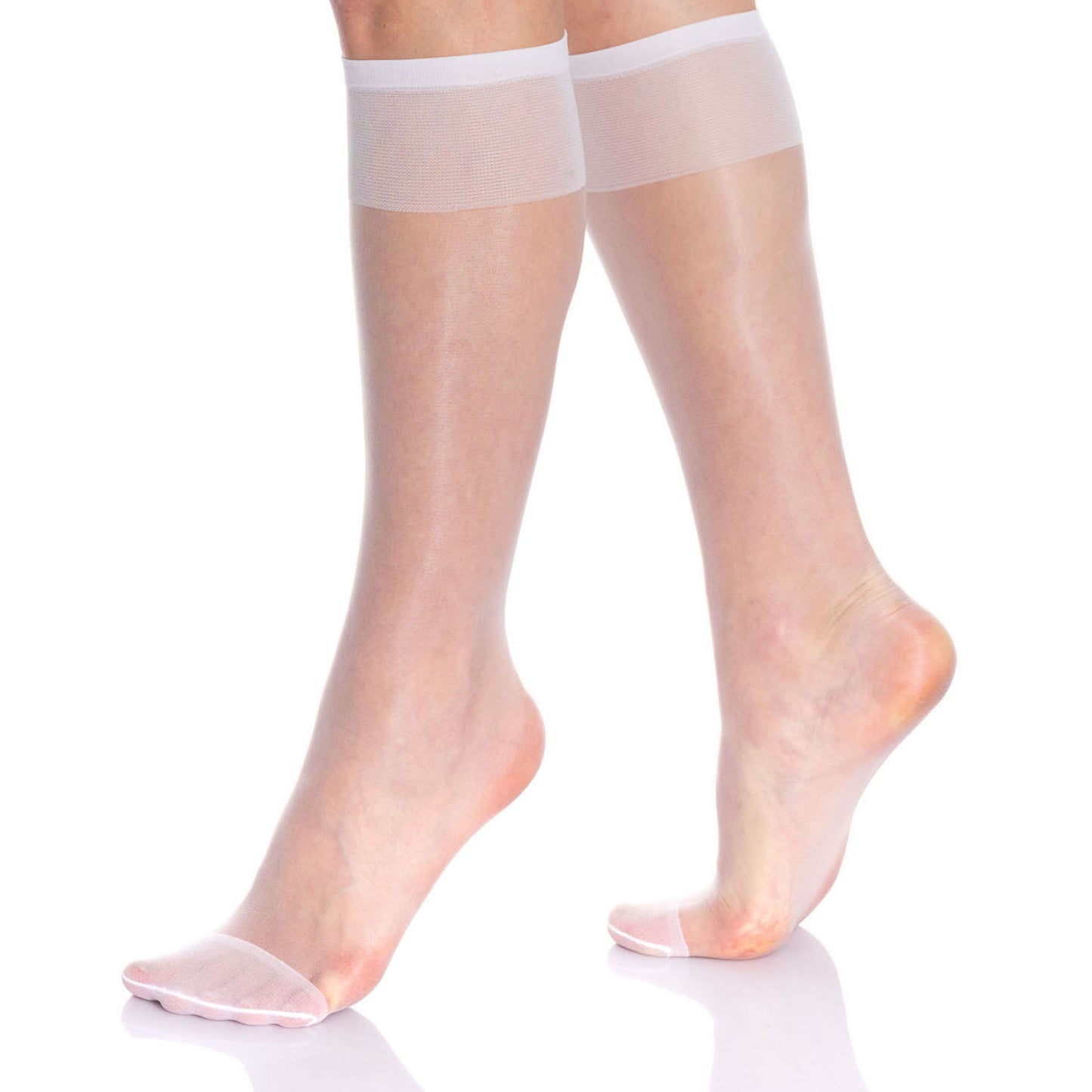 Transparent Sheer Knee High Socks for Women 8 Pairs 15 Denier Stay up Band Thin Sheer Nylon Stockings