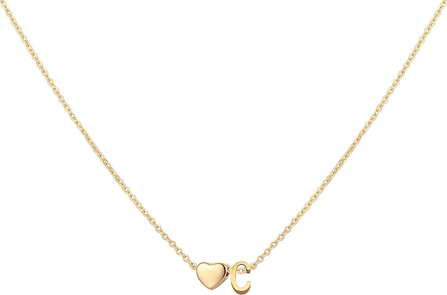 Glimmerst Initial Heart Necklace; 18K Gold Plated Stainless Steel Tiny Heart Letter Necklace Personalized Monogram Name Necklace for Women Girls