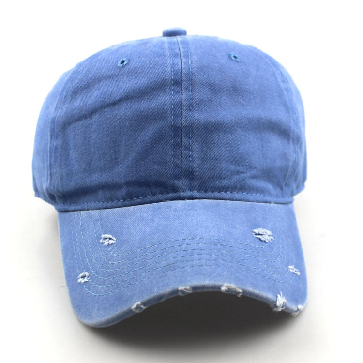 Water washed worn-out baseball cap Autumn and winter vintage personality worn-out edge soft top cap