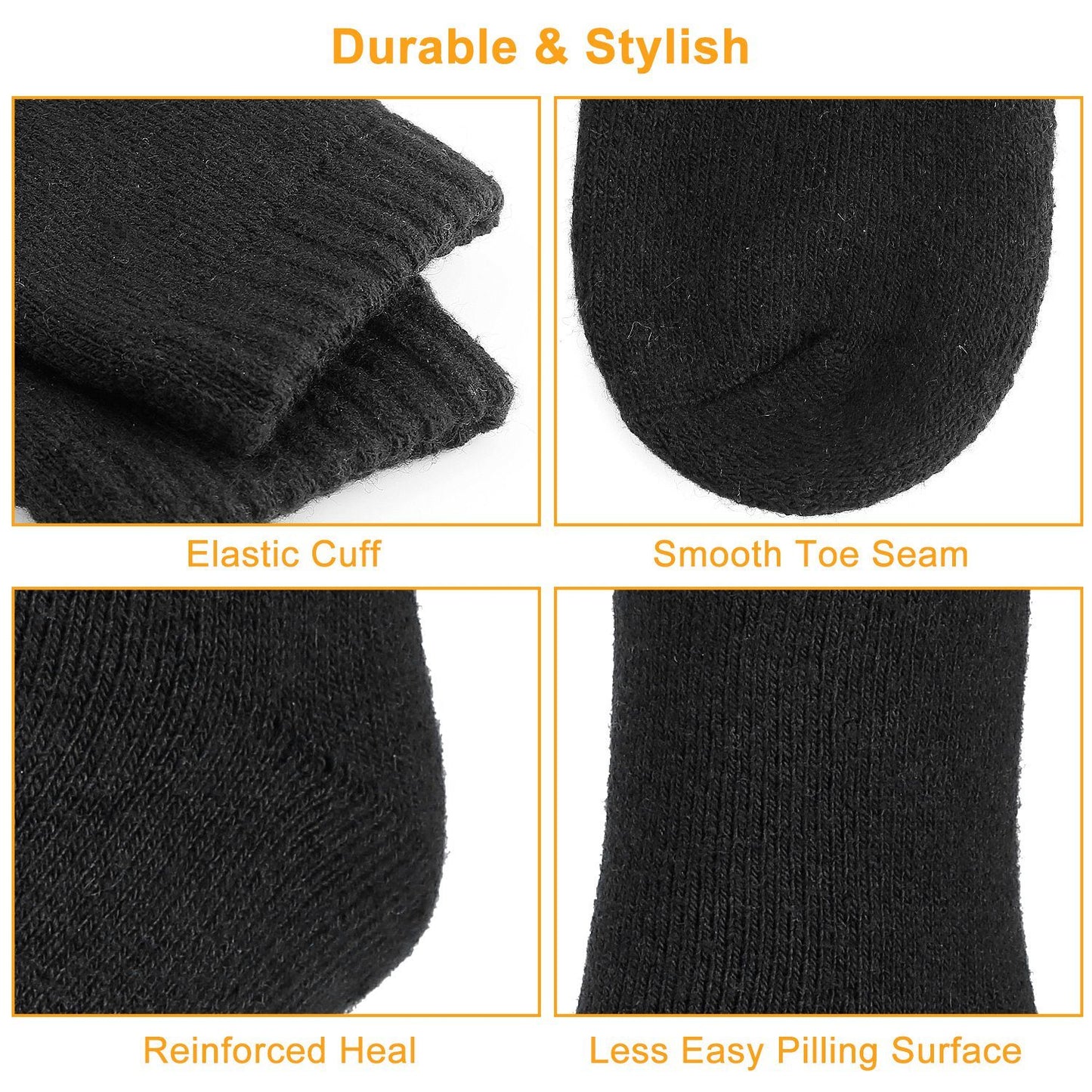 3 Pairs Men Warm Wool Socks Soft Cozy Winter Thermal Socks For Men Thick Heat-Trapping Moisture Wicking Socks