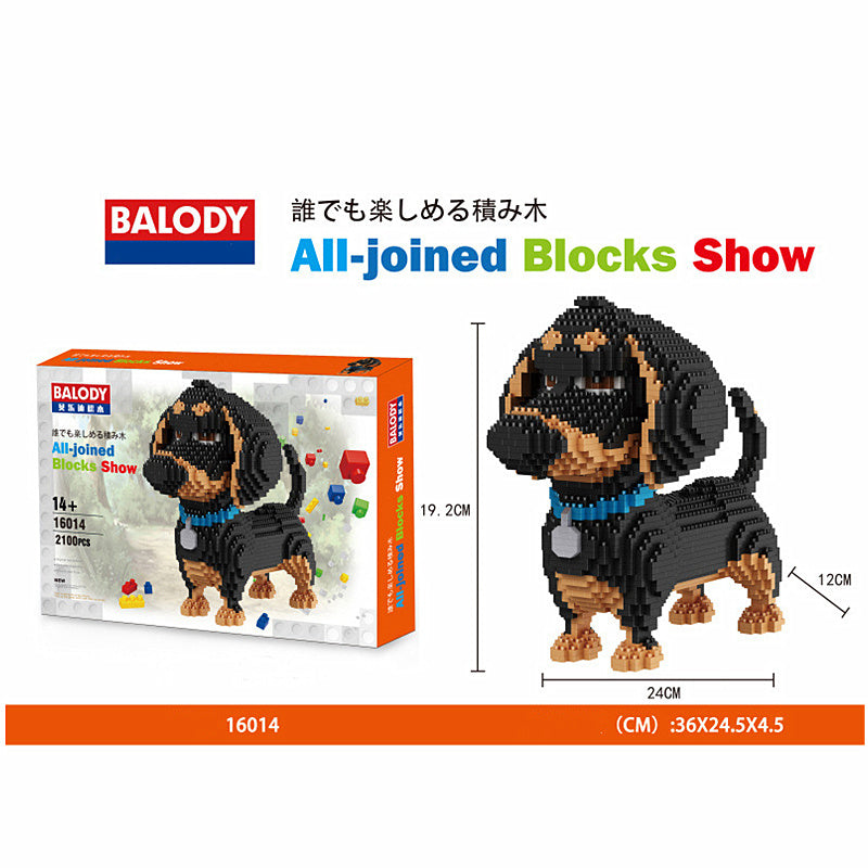 Cartoon Simulation Pet Dog Building Blocks Mini Dachshund Poodle Doberman Model Children's Toy Gift Dog Pet Building Blocks