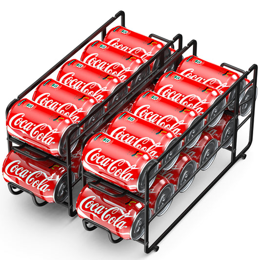 Soda Can Organizer Storage Rack, 2 Pack Stackable Beverage Soda Can Dispenser Organizer Holder for Refrigerator, Cabinet, Pantry