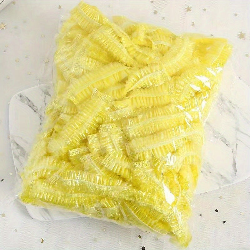 100pcs Plastic Disposable Shower Cap; Hair Dye Shower Cap; Plastic Beauty Salon Cap