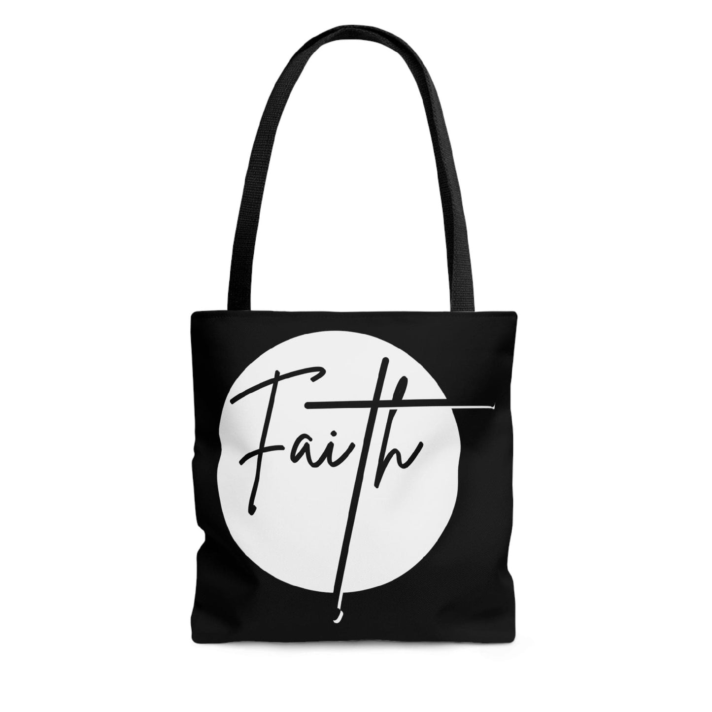 Canvas Tote Bag Faith - Christian Affirmation - White And Black