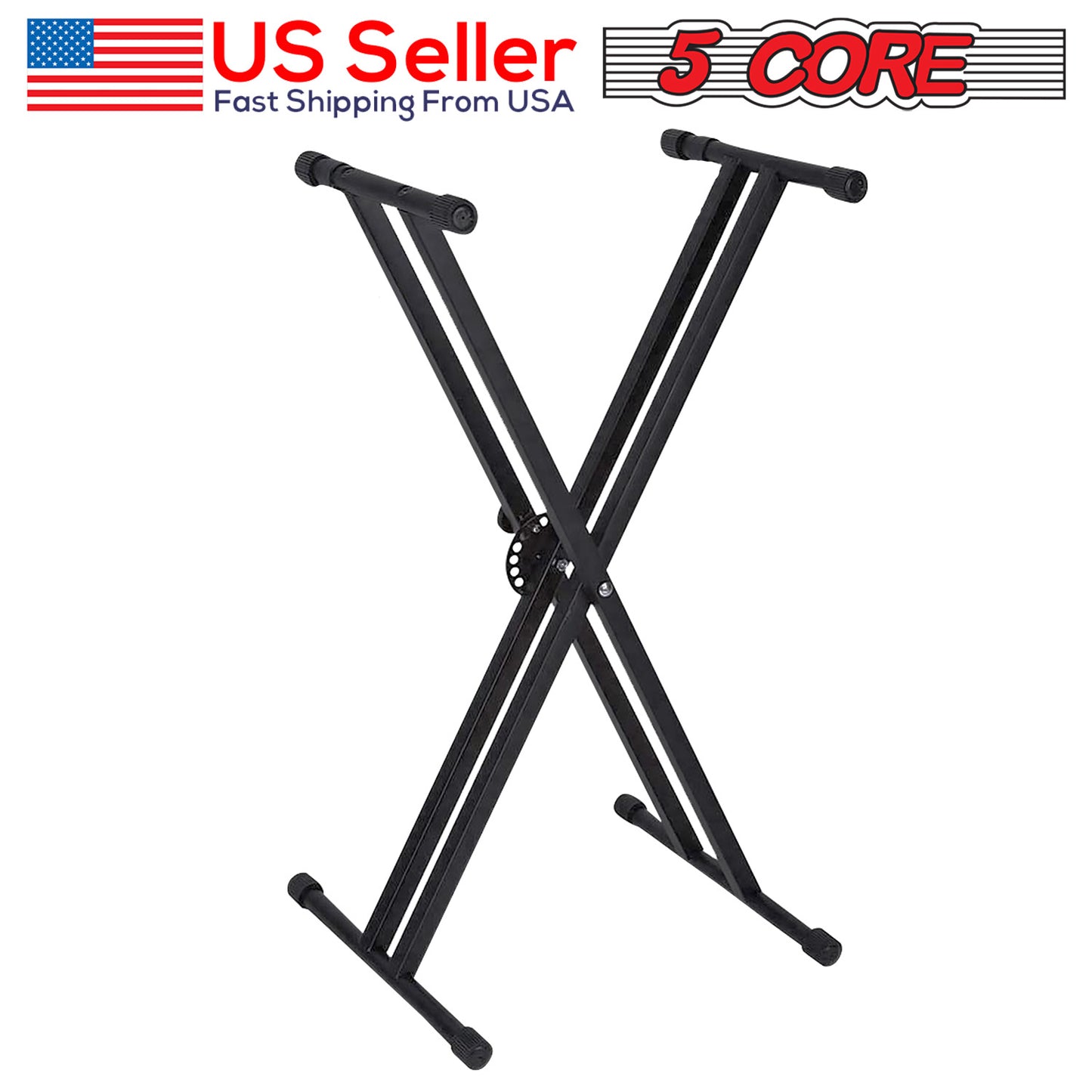 5 CORE Piano Keyboard Stand Double X Style Heavy Duty Adjustable Digital Electric Piano Riser Durable & Sturdy Music Synthesizer Holder Stands For 61 76 88 Keys w Secure Locking Strap - KS 2X