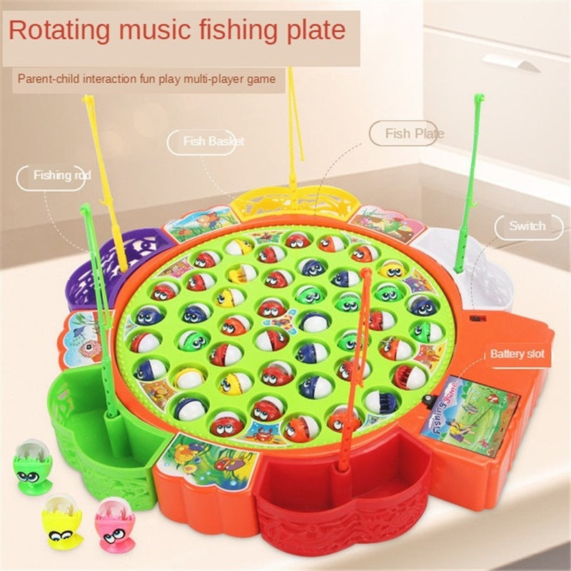 Electric Musical Rotating Fishing Toy Children Board Play Fish Game Outdoor Sports Educational Toys For Boys Girls