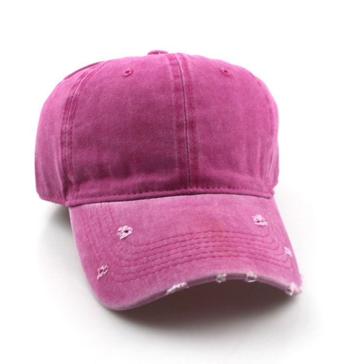 Water washed worn-out baseball cap Autumn and winter vintage personality worn-out edge soft top cap