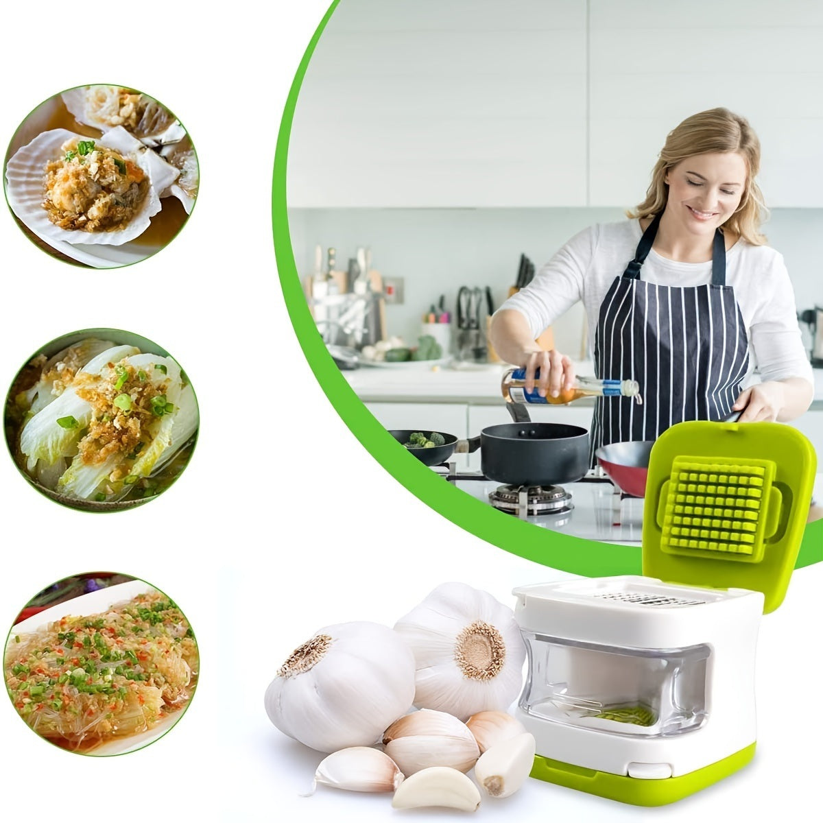 1pc Garlic Press Stainless Steel Double-sided Gadget Crusher And Slicer With Ergonomic Design And Practical Kitchen Utensils To Keep Your Hands Free Of Odor