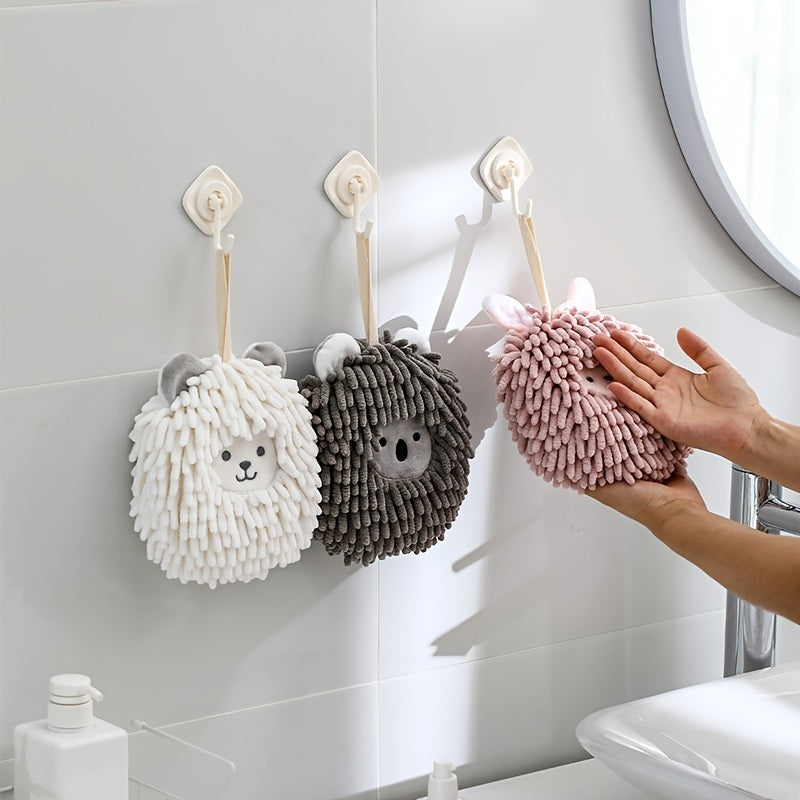 1pc Hand Towel Ball; Cartoon Hanging Towel; Quick Drying; Kitchen And Bathroom; Chenille Lovely Rag; Thickened Towel 6.69\"×6.69\"