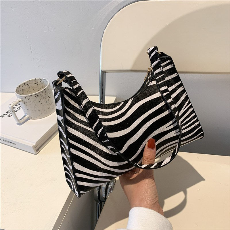 2022 Shoulder Bags for Women Fashion Zebra Print Women Luxury Handbag PU Leather Simple Underarm Shoulder Bags Totes Purse Pouch