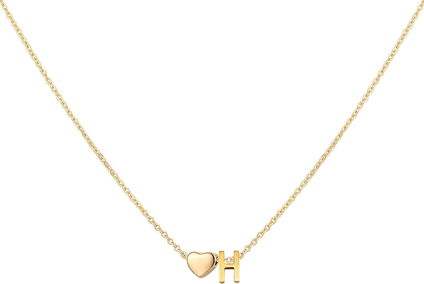 Glimmerst Initial Heart Necklace; 18K Gold Plated Stainless Steel Tiny Heart Letter Necklace Personalized Monogram Name Necklace for Women Girls