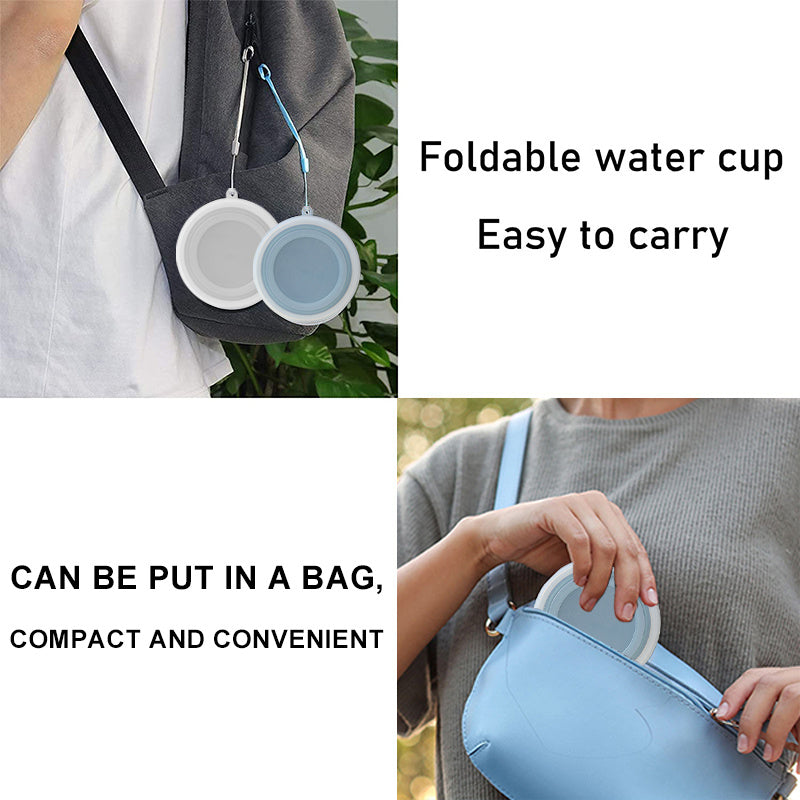 1/2pcs Portable Silicone Folding Water Cup Outdoor Heat Resistant Foldable Mug Collapsible Drinking Cups With Lid Travel Camping