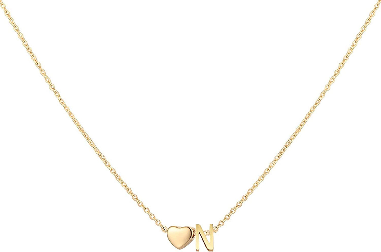 Glimmerst Initial Heart Necklace; 18K Gold Plated Stainless Steel Tiny Heart Letter Necklace Personalized Monogram Name Necklace for Women Girls