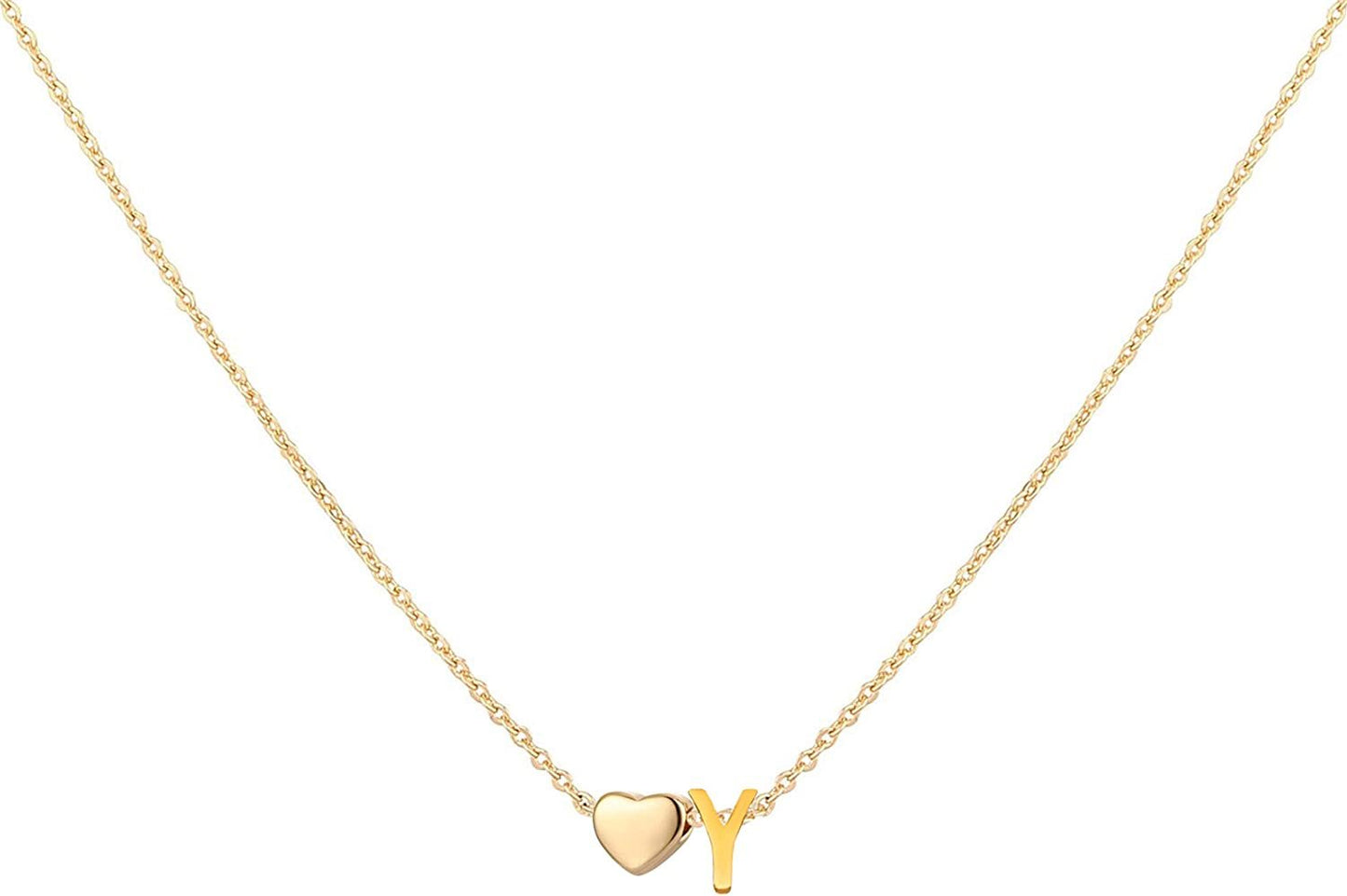 Glimmerst Initial Heart Necklace; 18K Gold Plated Stainless Steel Tiny Heart Letter Necklace Personalized Monogram Name Necklace for Women Girls