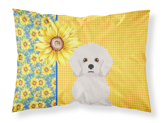 Summer Sunflowers Bichon Frise Standard Pillowcase Lightweight Super Soft Easy Care Decorative Artwork Pillowcase, Standard