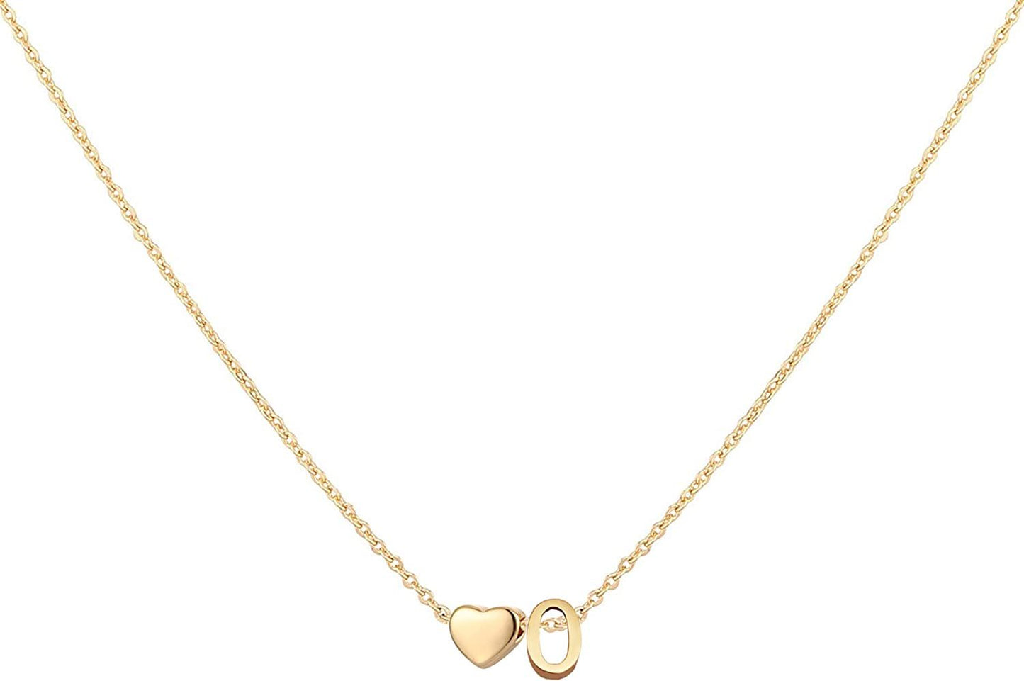 Glimmerst Initial Heart Necklace; 18K Gold Plated Stainless Steel Tiny Heart Letter Necklace Personalized Monogram Name Necklace for Women Girls