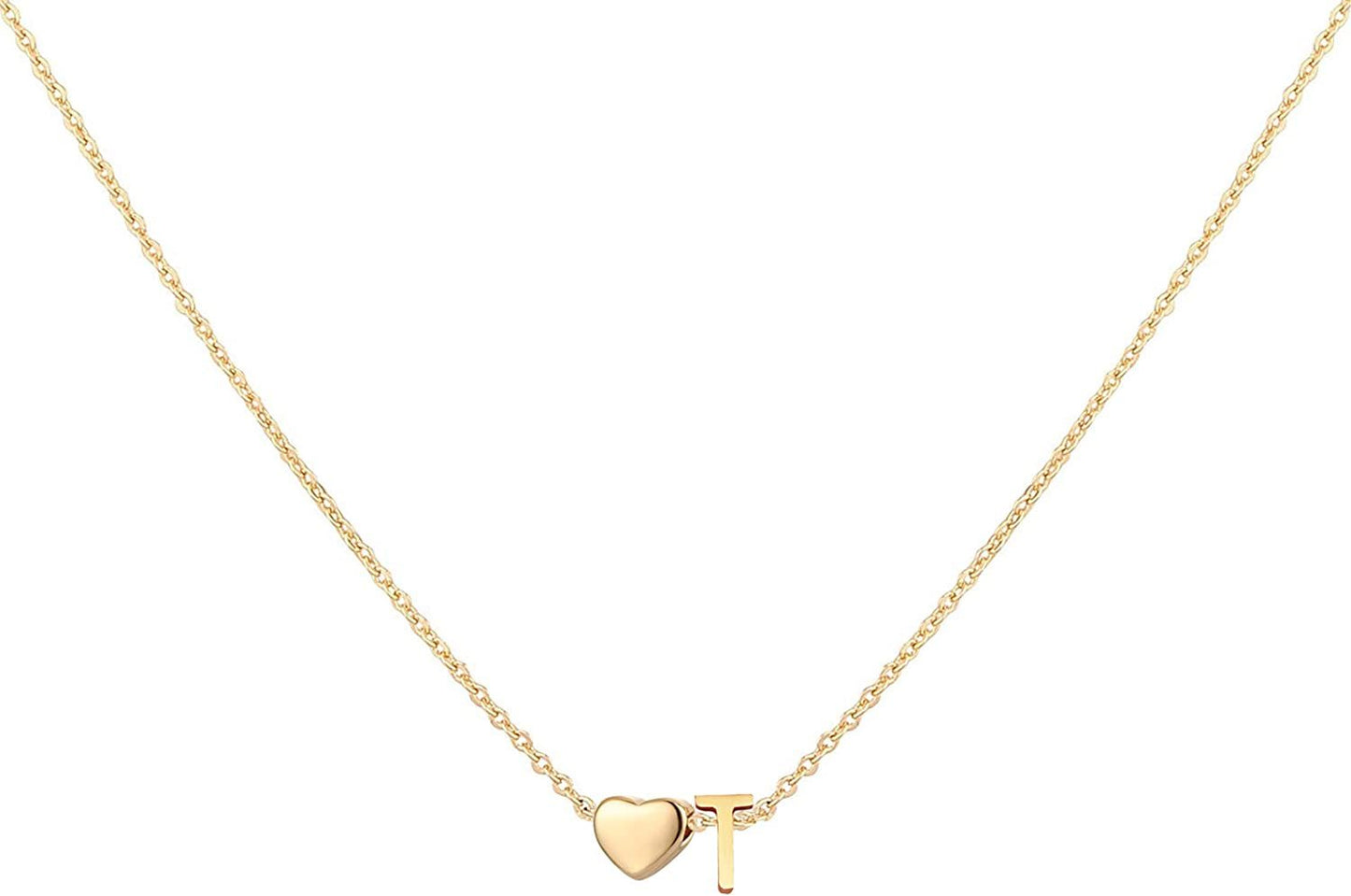 Glimmerst Initial Heart Necklace; 18K Gold Plated Stainless Steel Tiny Heart Letter Necklace Personalized Monogram Name Necklace for Women Girls