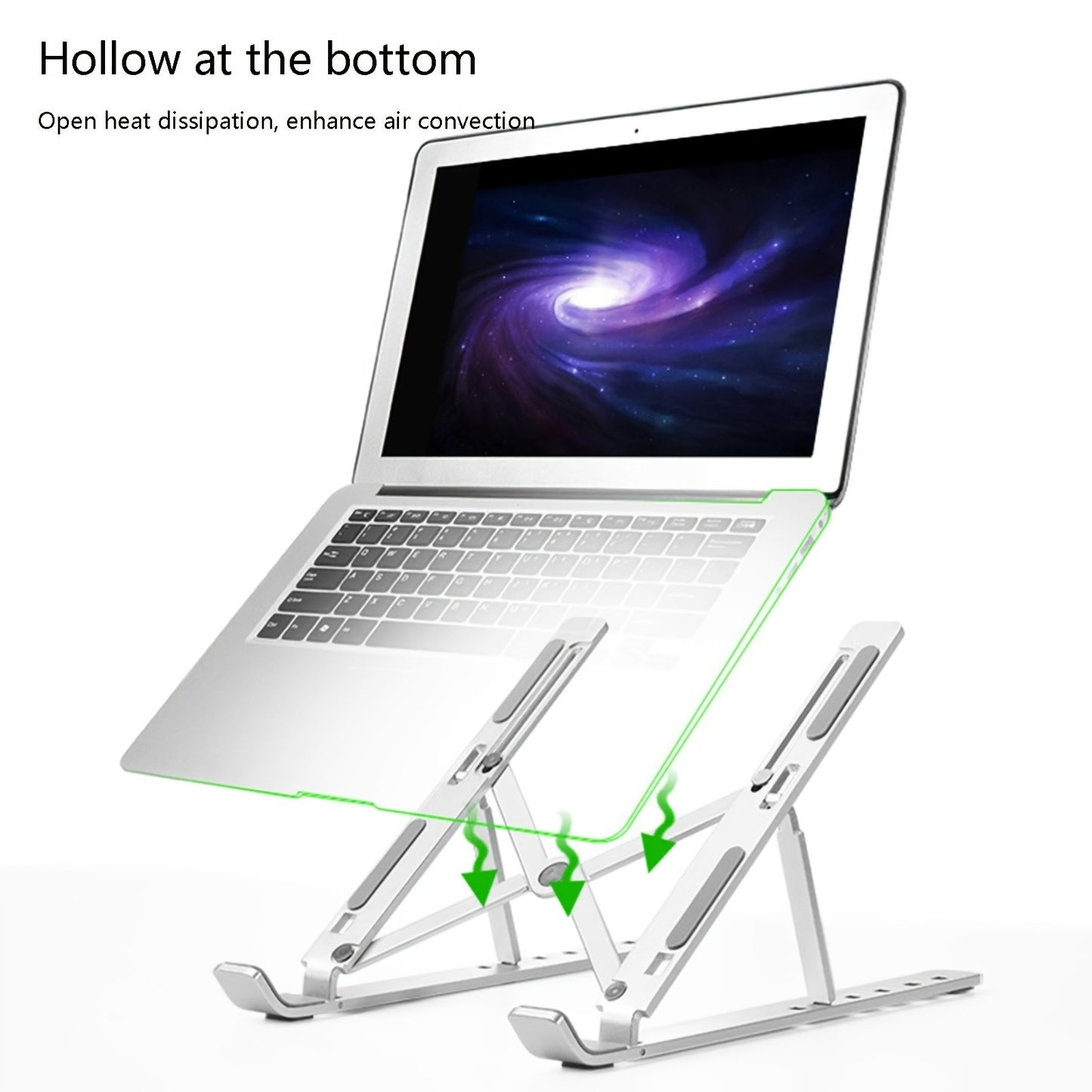 Laptop Stand For Desk; Adjustable Aluminum Laptop Holder; Foldable Computer Stand Anti-Slip Laptop Riser Compatible With 7-15.6 Inch Laptops-VOPH041