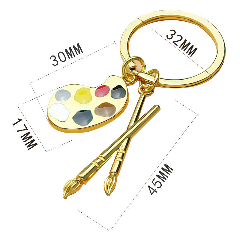 Artist Paint Palette and Brush Charm Pendant Keychain