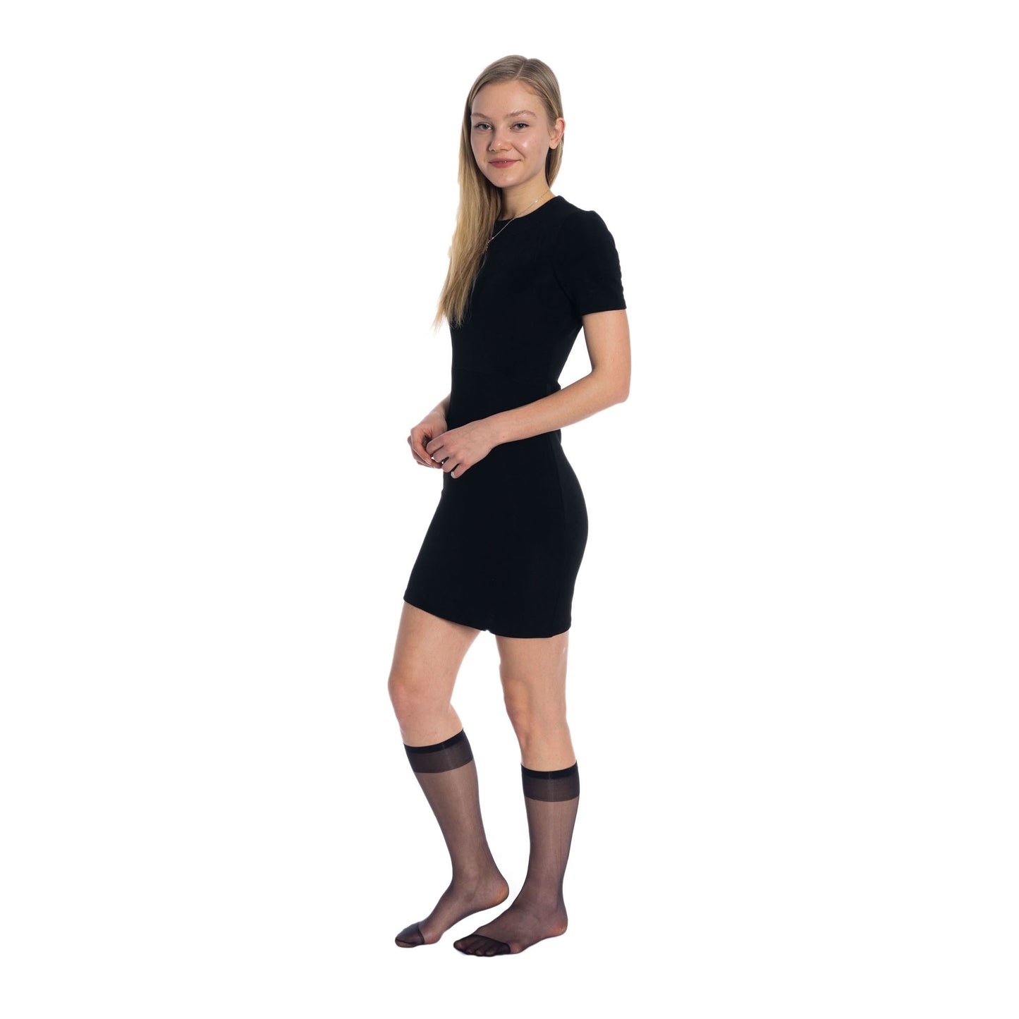 Transparent Sheer Knee High Socks for Women 8 Pairs 15 Denier Stay up Band Thin Sheer Nylon Stockings