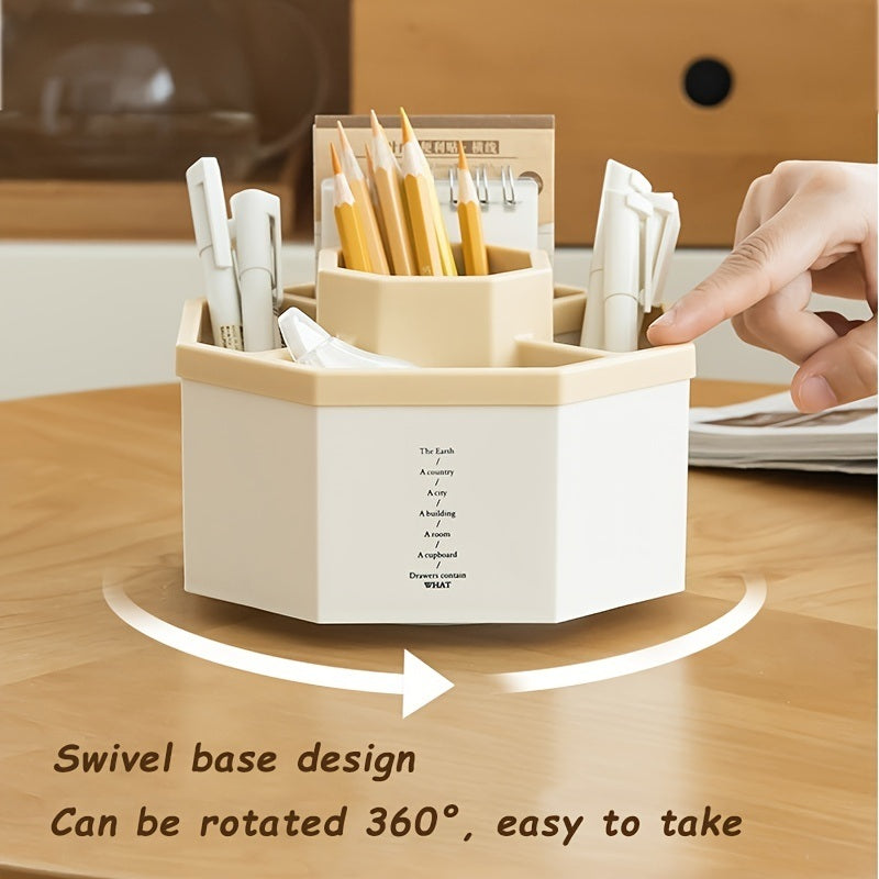 360° Rotating Pen Holder Desk Accessories Large Capacity Pencil Storage Box Desktop Organizer School Office Stationery