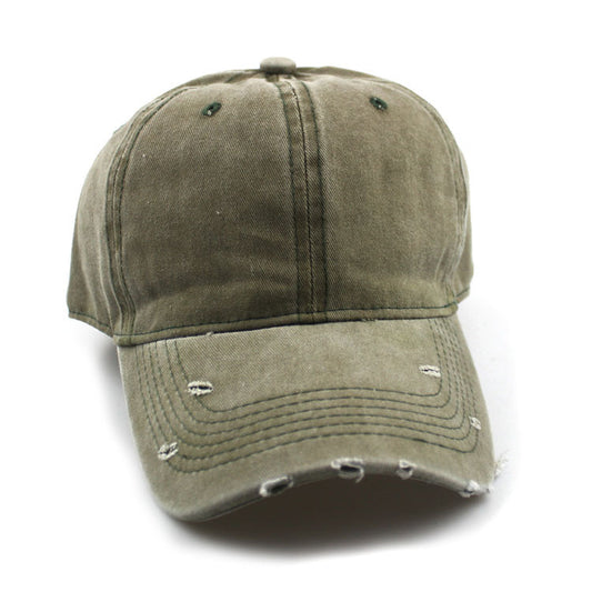 Water washed worn-out baseball cap Autumn and winter vintage personality worn-out edge soft top cap