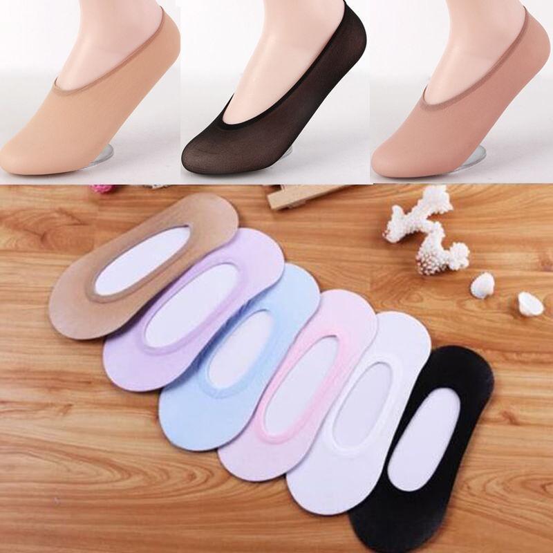 1 Pair Women Invisible Footsies Shoe Liner Trainer Ballerina Boat Socks Ladies Thin Sock Slippers Candy Color One Size