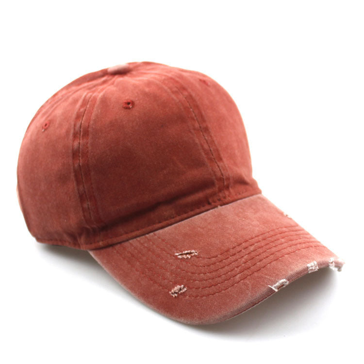 Water washed worn-out baseball cap Autumn and winter vintage personality worn-out edge soft top cap