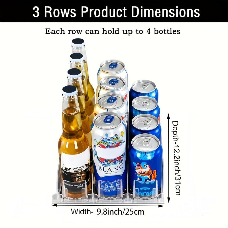 1 Set 3/4/5 Rows Soda Can Dispenser, Refrigerator Bottle Can Organizer, Self-Pushing Soda Can Dispenser Holds Up To 12 Cans, Beverage Storage For Pantry/Vending Machine