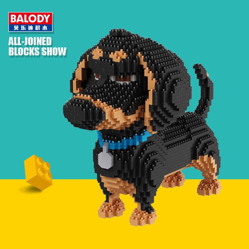 Cartoon Simulation Pet Dog Building Blocks Mini Dachshund Poodle Doberman Model Children's Toy Gift Dog Pet Building Blocks