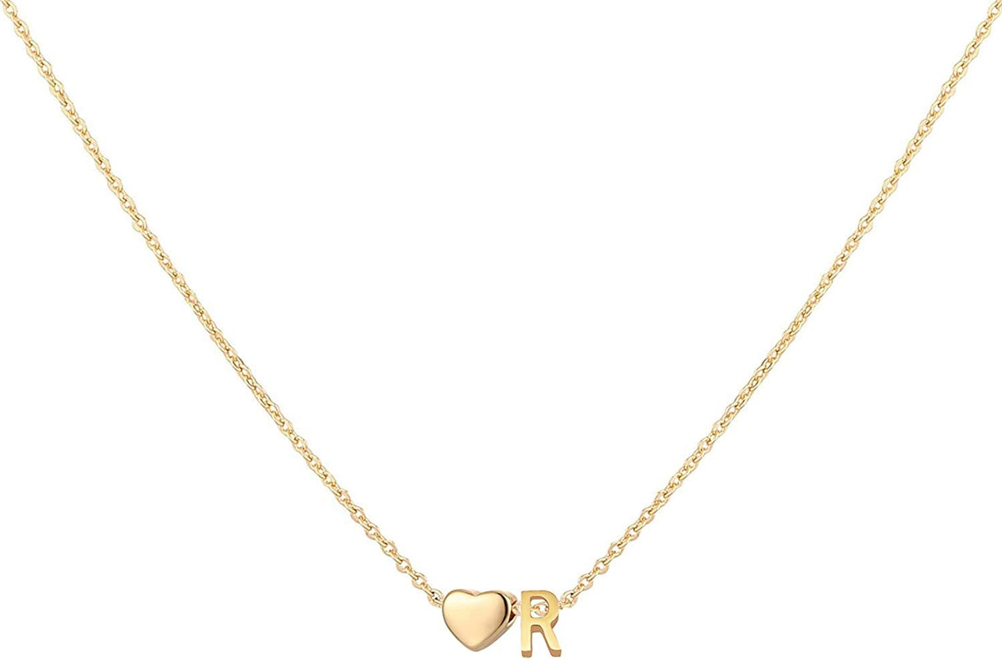 Glimmerst Initial Heart Necklace; 18K Gold Plated Stainless Steel Tiny Heart Letter Necklace Personalized Monogram Name Necklace for Women Girls