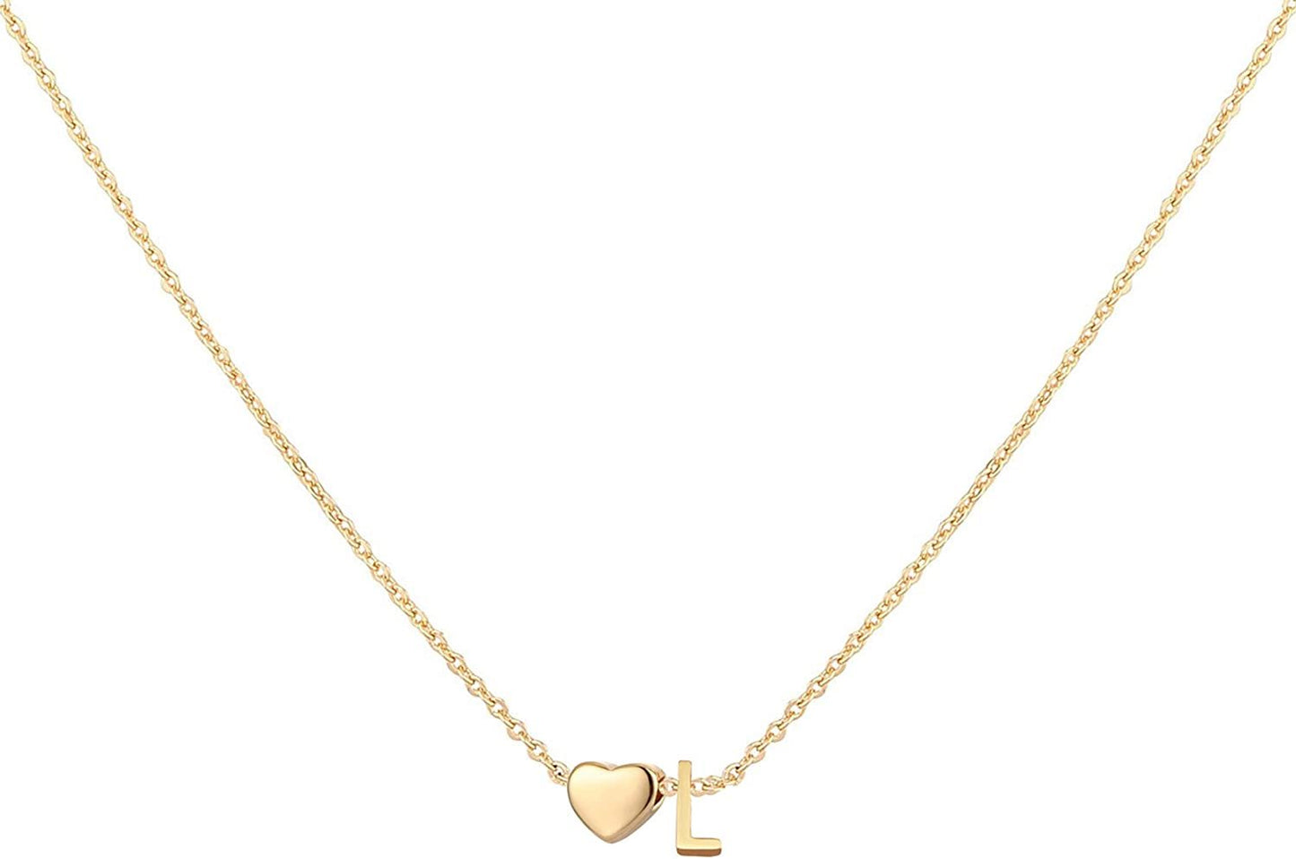 Glimmerst Initial Heart Necklace; 18K Gold Plated Stainless Steel Tiny Heart Letter Necklace Personalized Monogram Name Necklace for Women Girls