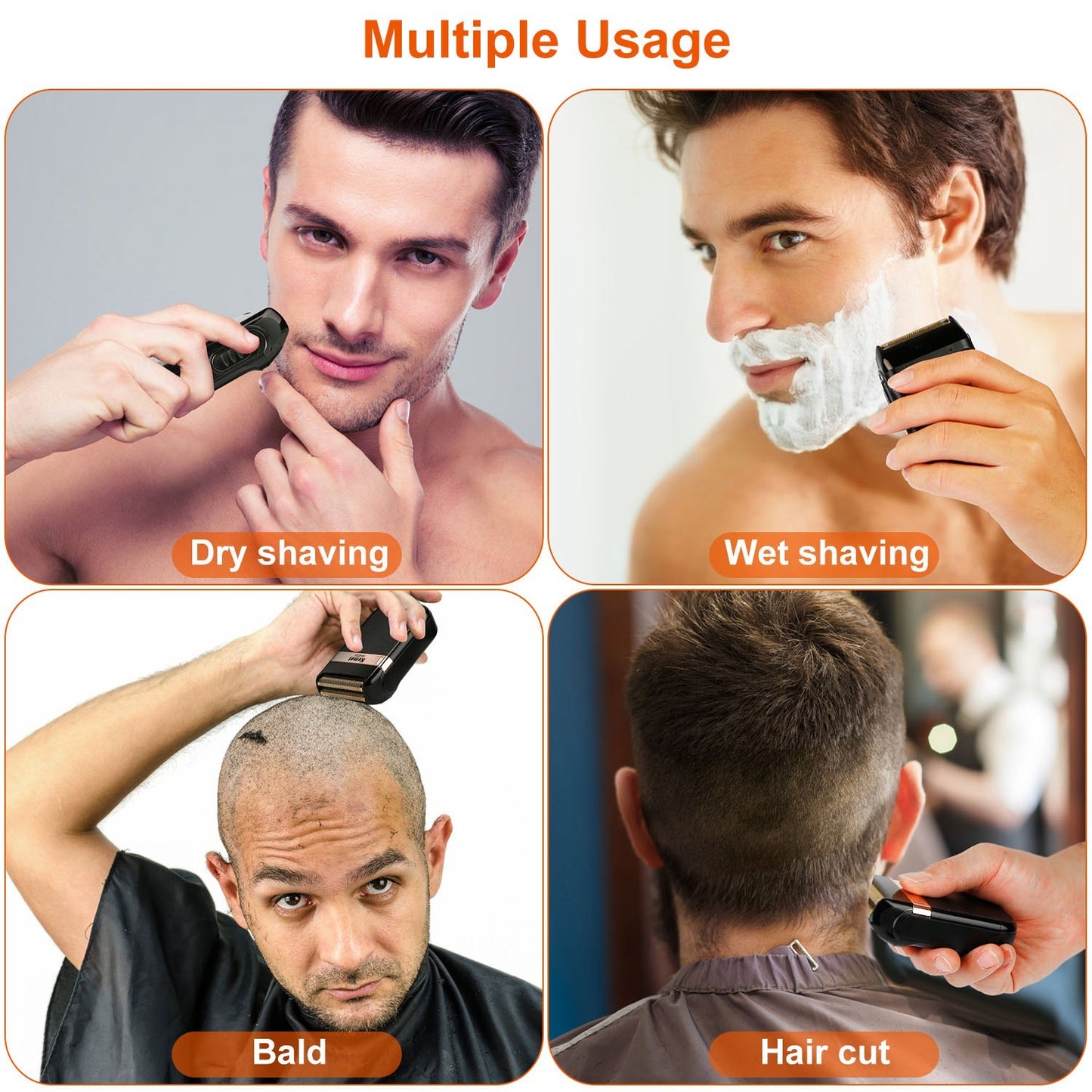 Men Electric Razor Shaver Rechargeable Cordless Beard Trimmer Dry Wet Grooming Kit Hair Clipper