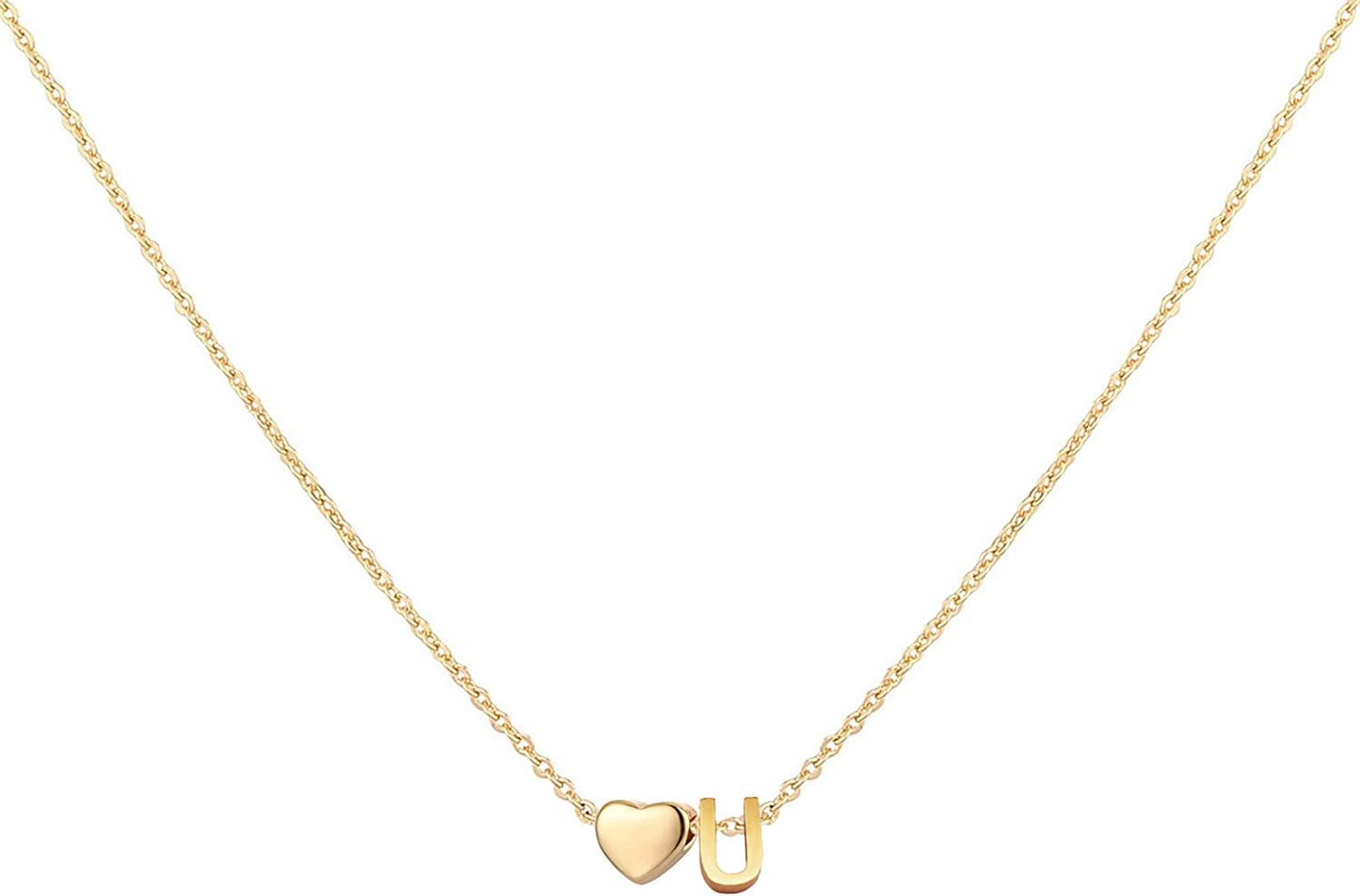 Glimmerst Initial Heart Necklace; 18K Gold Plated Stainless Steel Tiny Heart Letter Necklace Personalized Monogram Name Necklace for Women Girls