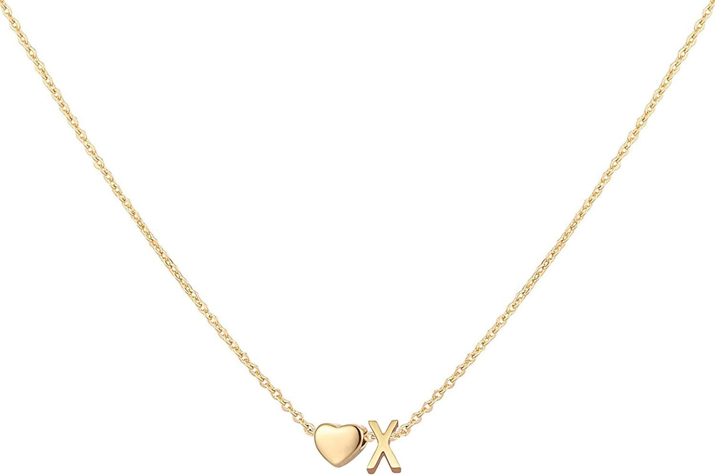 Glimmerst Initial Heart Necklace; 18K Gold Plated Stainless Steel Tiny Heart Letter Necklace Personalized Monogram Name Necklace for Women Girls