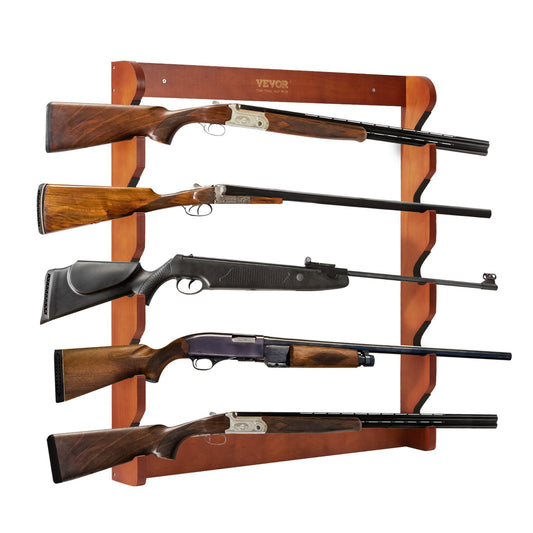 VEVOR Gun Rack, Wood Gun Rack Wall Mount, Gun Display Rack holds 5 Rifles, Shotguns, 132 lb Heavy Duty Wall Storage Display Rifle Rack with Soft Padding